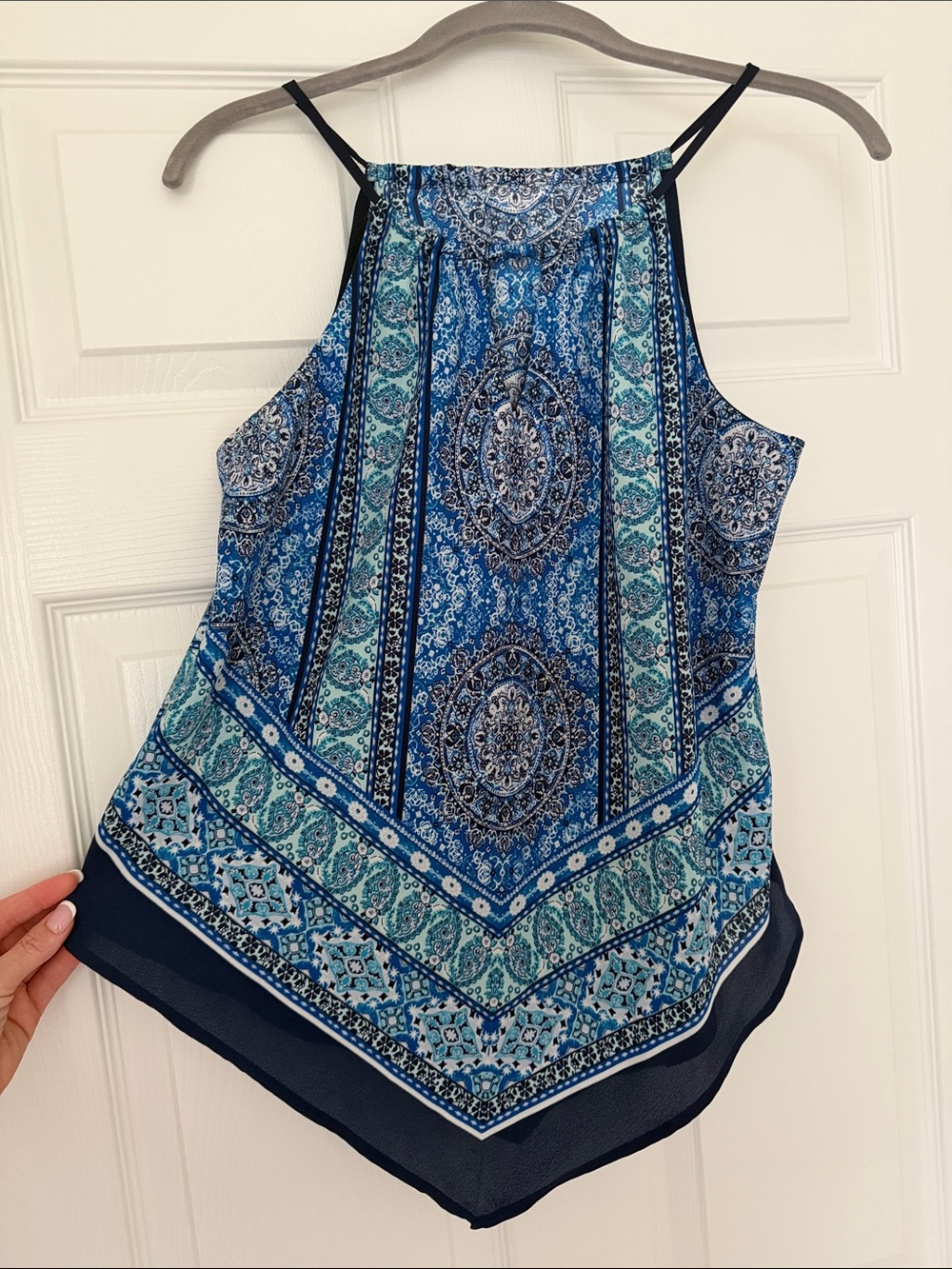 Blue Paisley Halter Tank Top - , Women's Medium